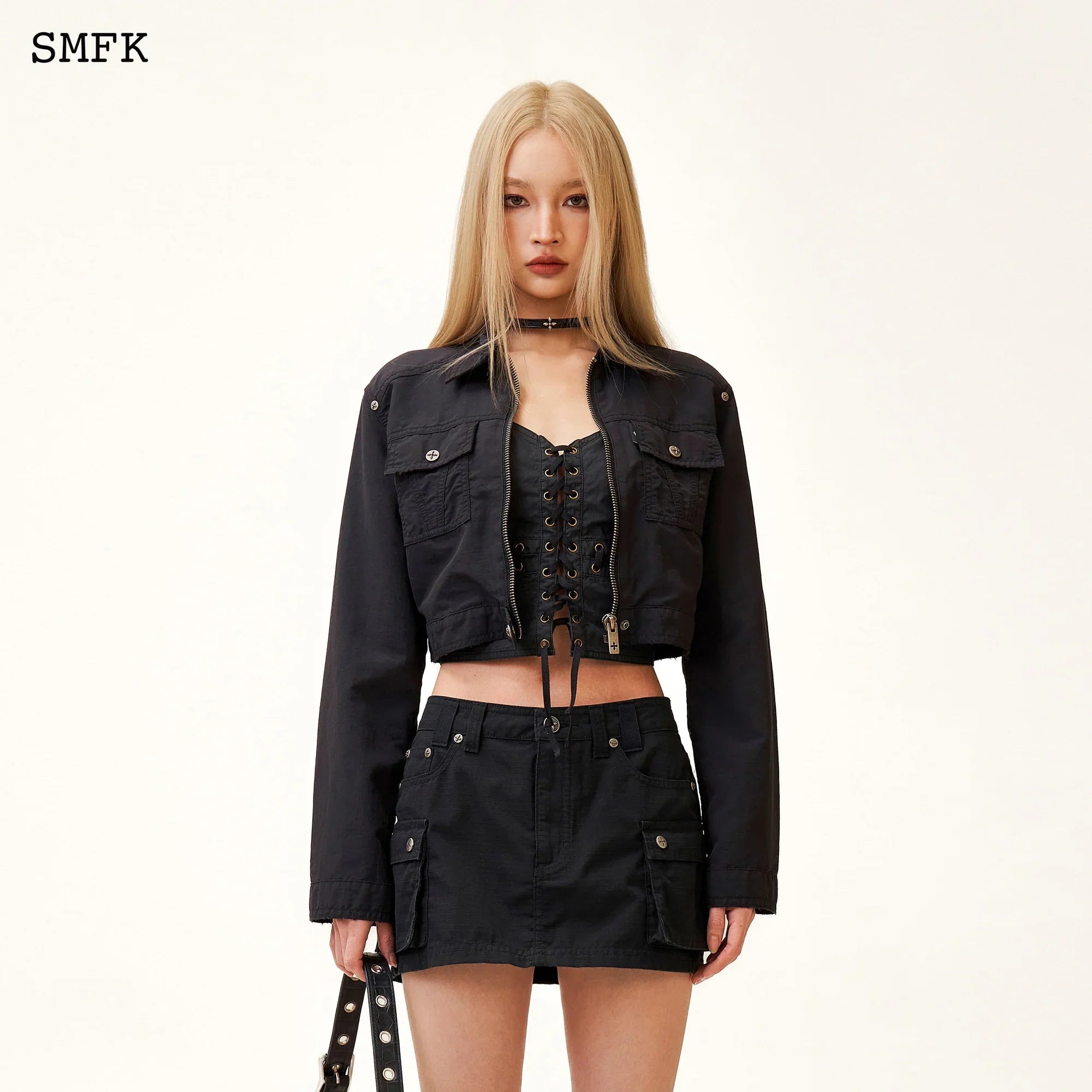 COMPASS WILD TARPAN WORKWEAR BLACK MINI SKIRT