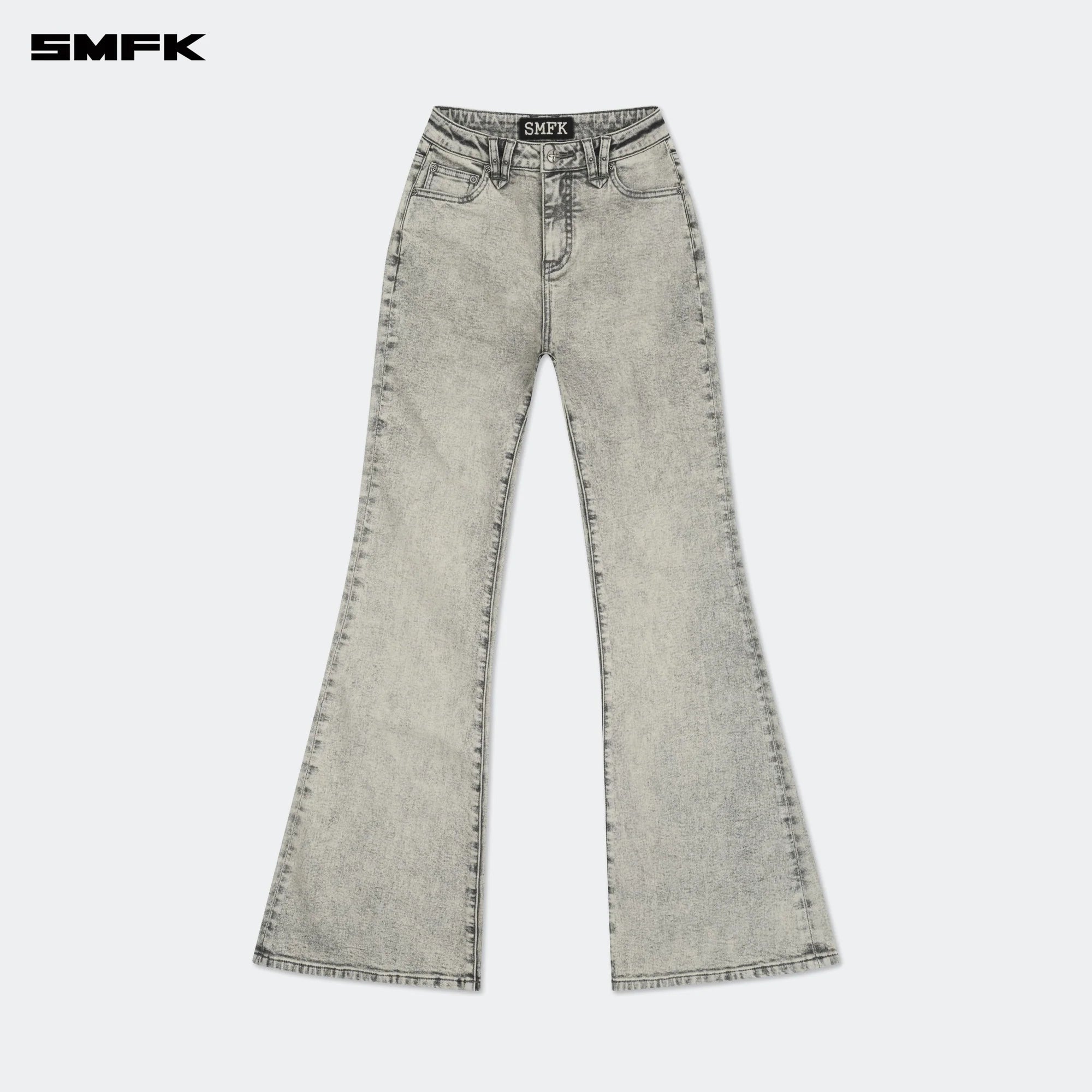 FUTURE MIRAGE GRAY NEBULA STRETCH-FLARED JEANS