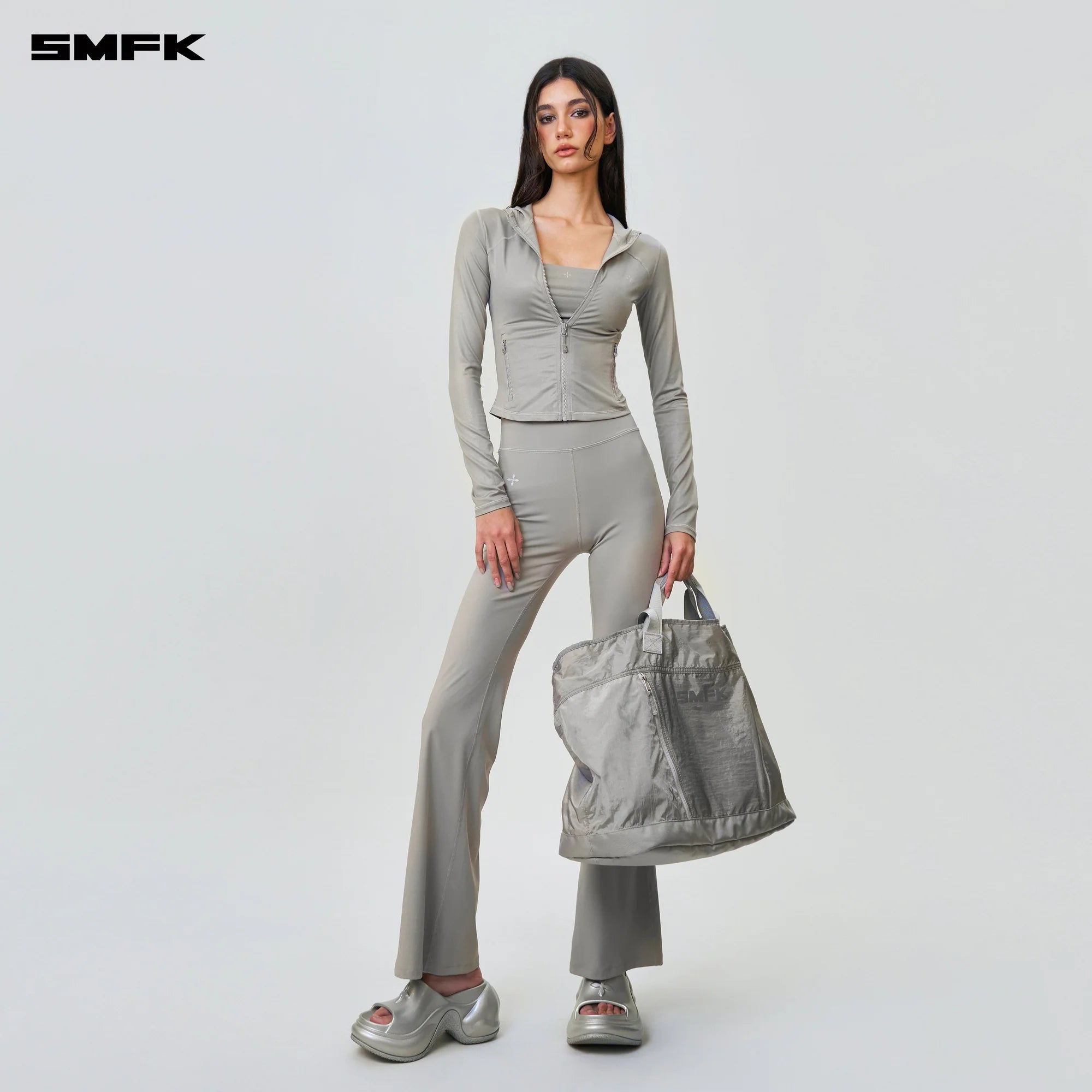 FUTURE WAVE BODY SHAPING FLARED PANTS GRAY