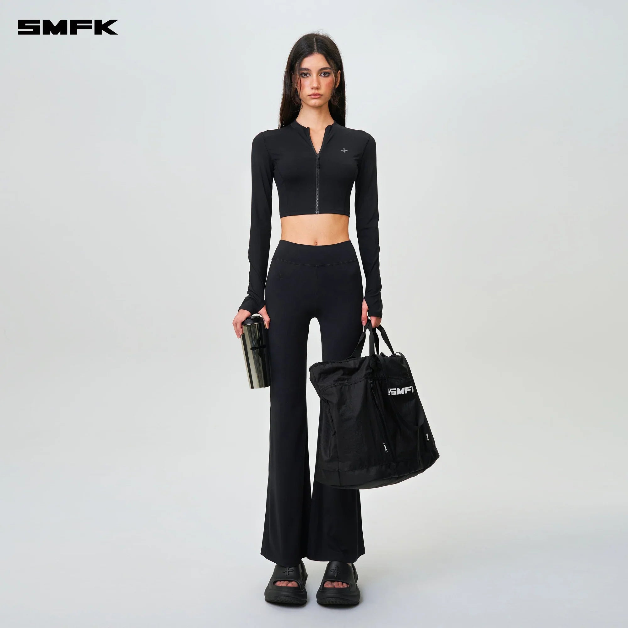FUTURE WAVE BODY SHAPING SPORTS FLARED PANTS BLACK