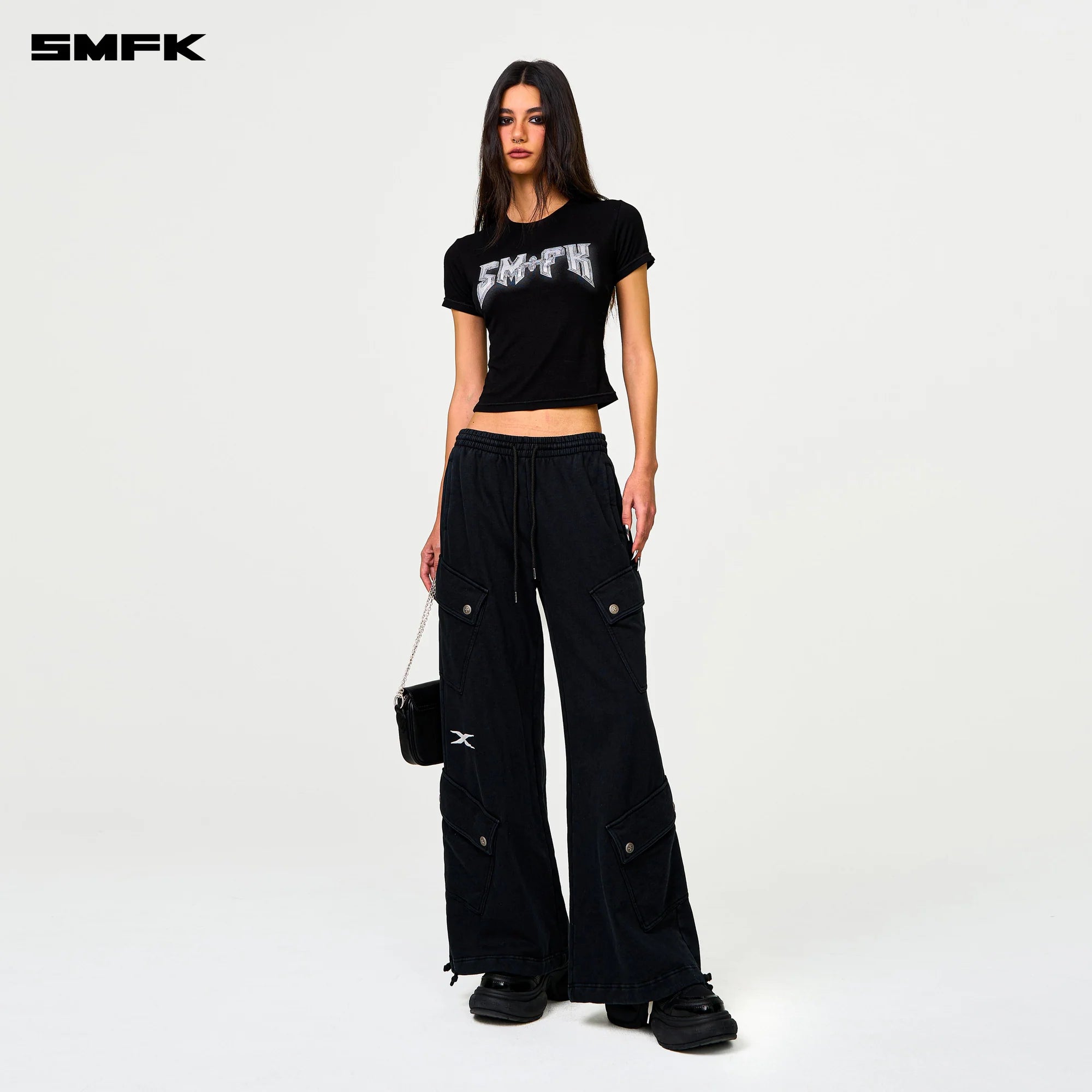 FUTURE WIDE-LEG TRACK PANTS IN BLACK