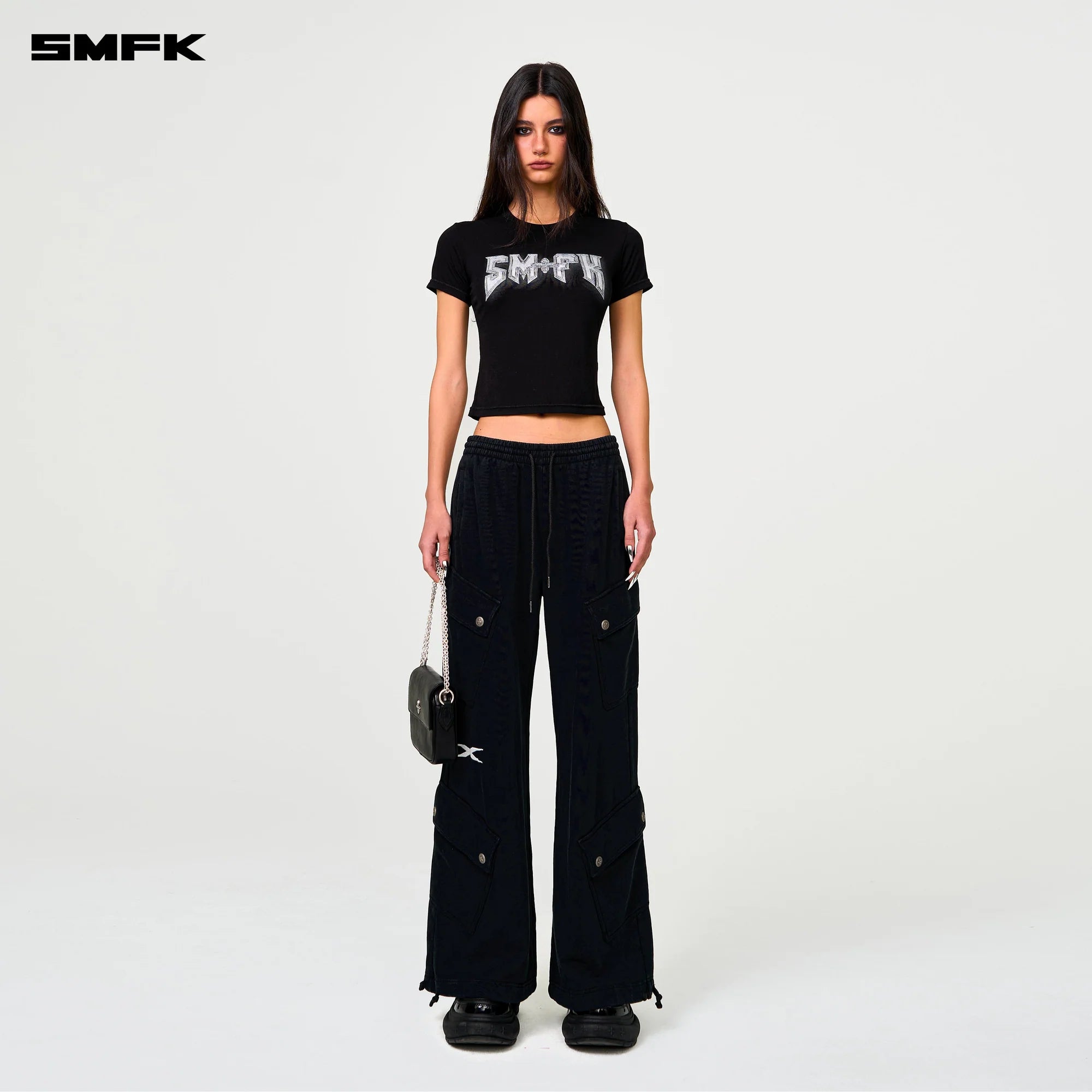 FUTURE WIDE-LEG TRACK PANTS IN BLACK