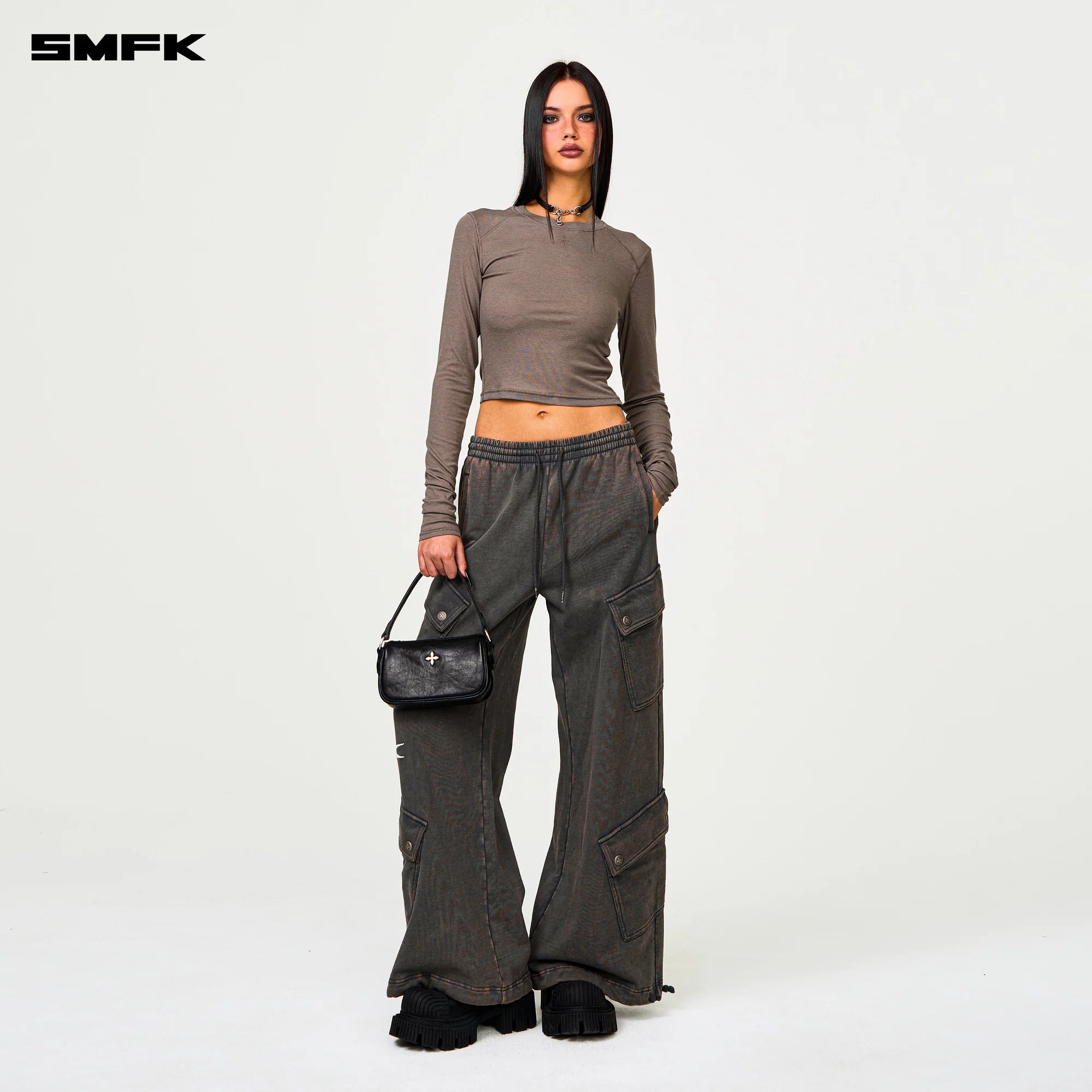 FUTURE WIDE-LEG TRACK PANTS IN GREY