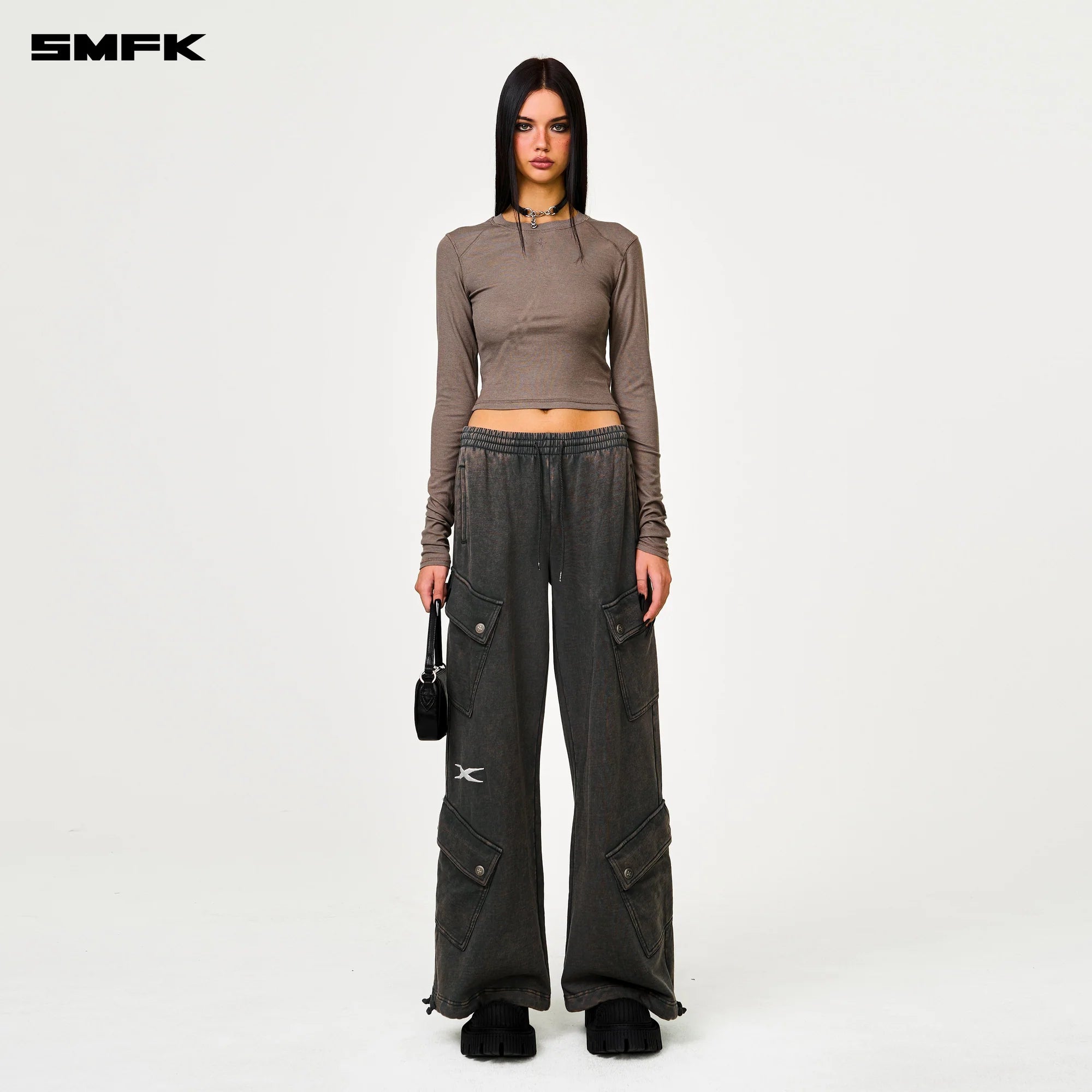 FUTURE WIDE-LEG TRACK PANTS IN GREY