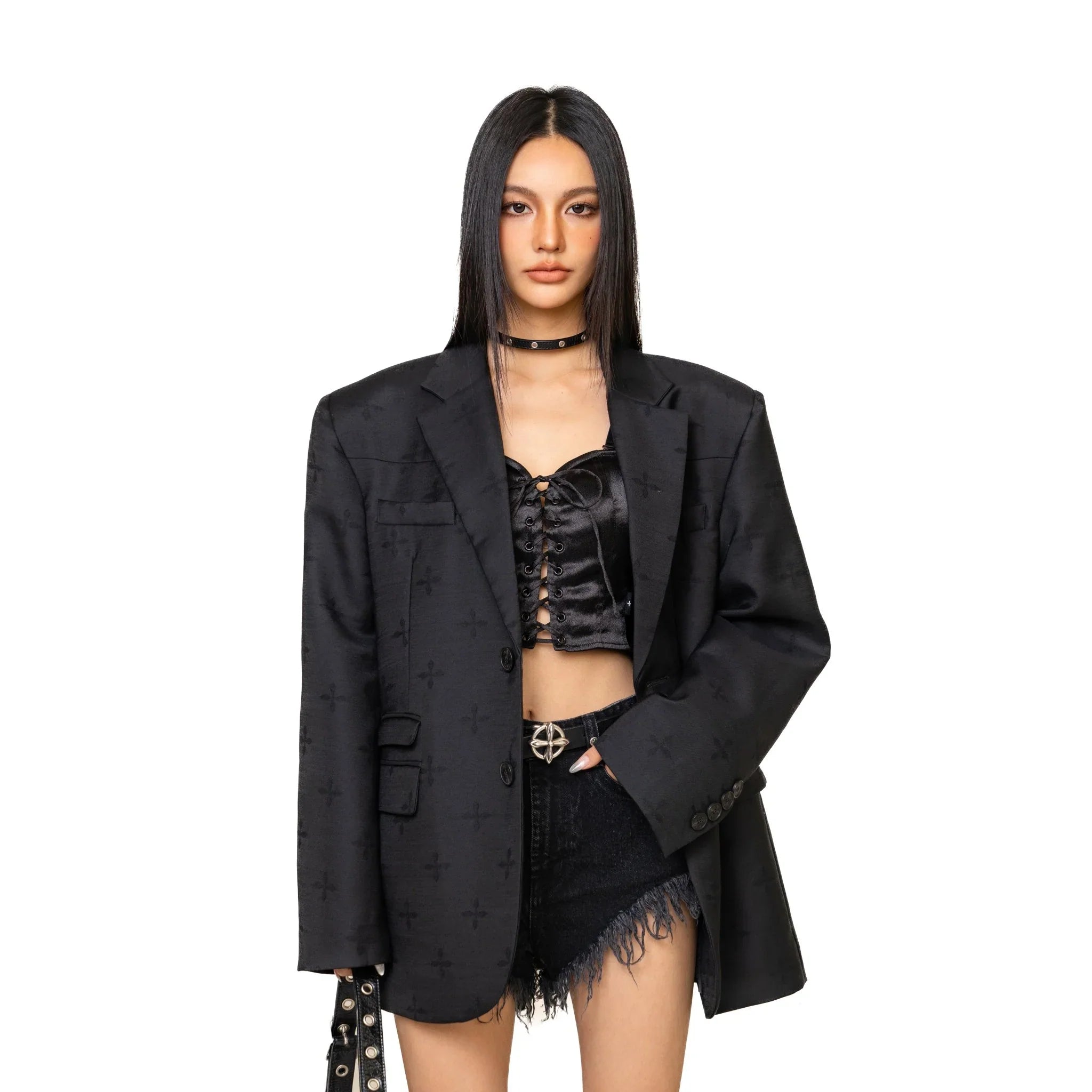 SMFK GARDEN BLACK WOOLEN OVERSIZE SUIT SU002BG