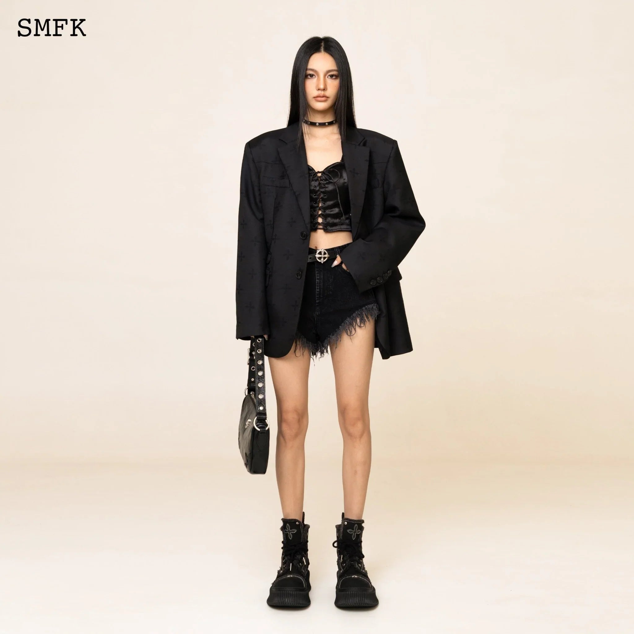 SMFK GARDEN BLACK WOOLEN OVERSIZE SUIT SU002BG