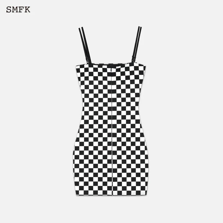GRID STRAPLESS DRESS UFT13BW