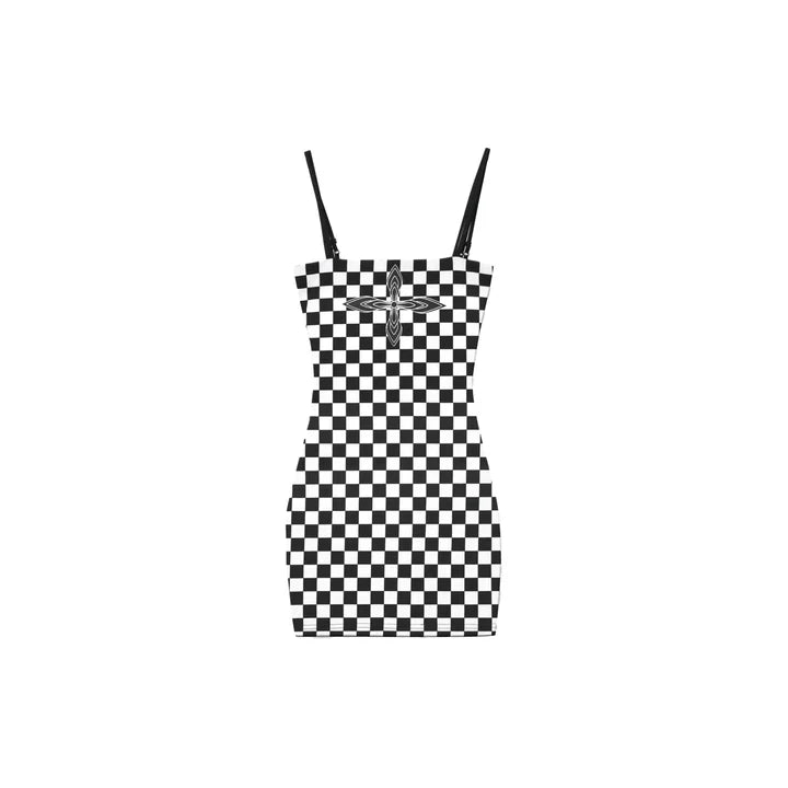 GRID STRAPLESS DRESS UFT13BW
