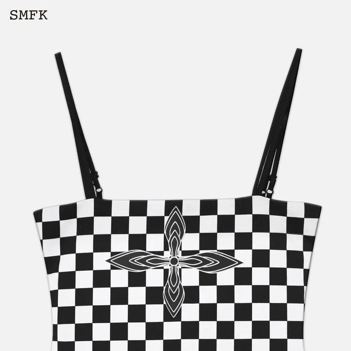 GRID STRAPLESS DRESS UFT13BW