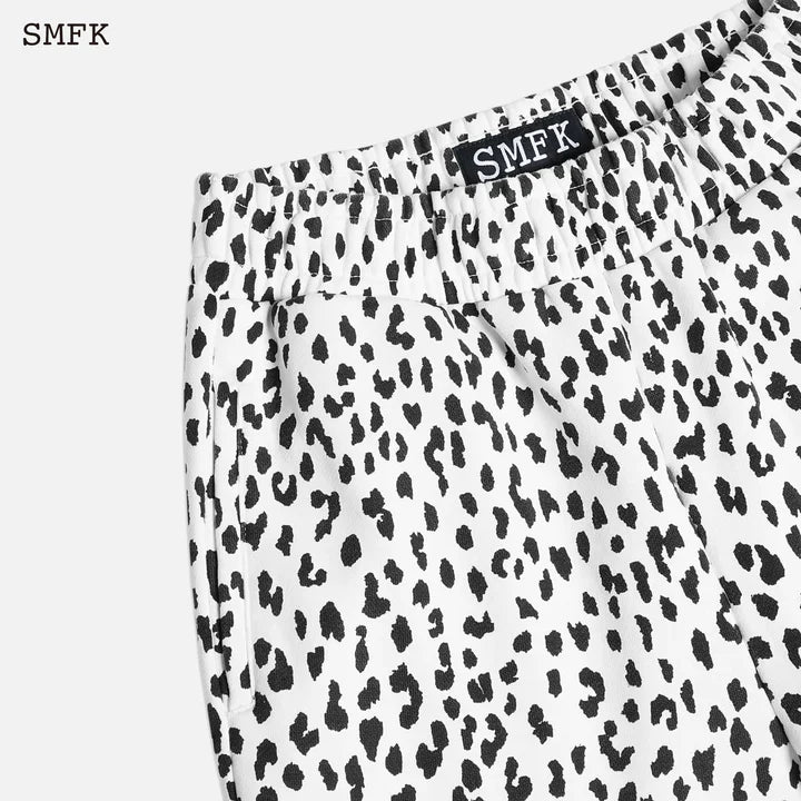 LEOPARD PRINT SPORTS WIDE LEG PANTS WHITE UP001WL