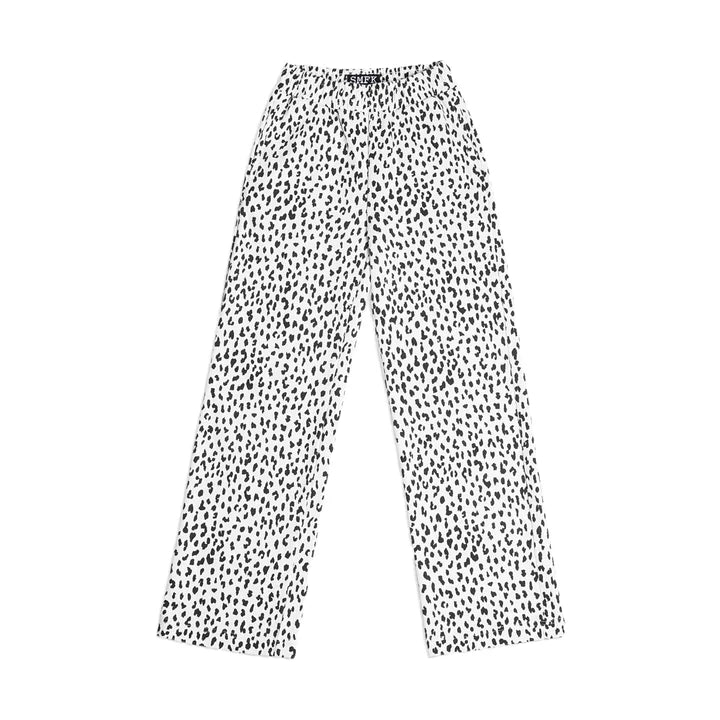 LEOPARD PRINT SPORTS WIDE LEG PANTS WHITE UP001WL