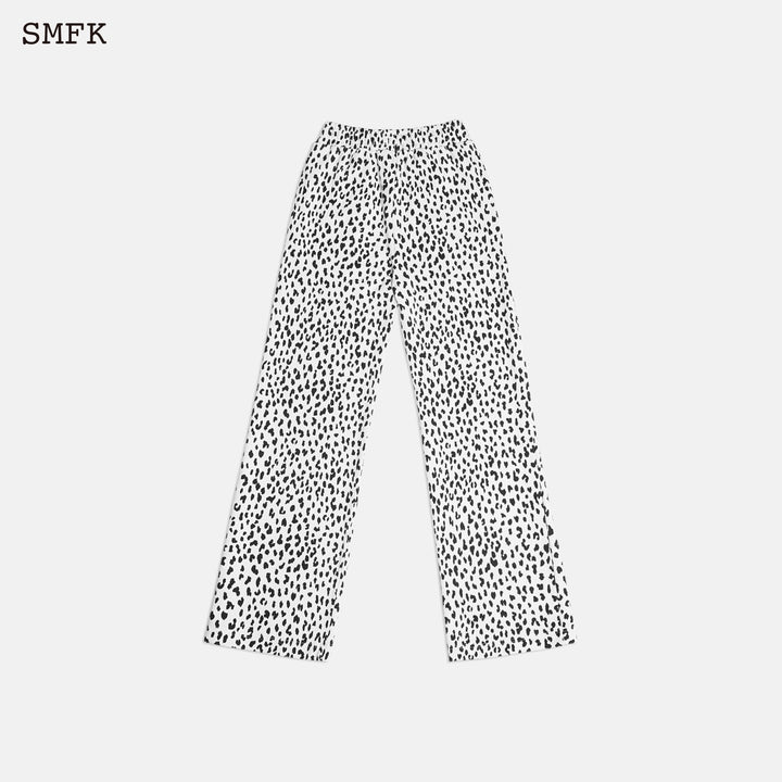 LEOPARD PRINT SPORTS WIDE LEG PANTS WHITE UP001WL