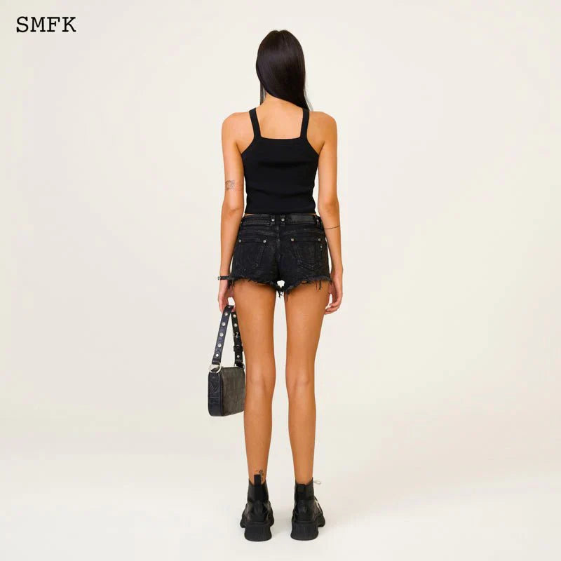 TEMPLE CHINESE BANDEAU SPORTY TOP BLACK