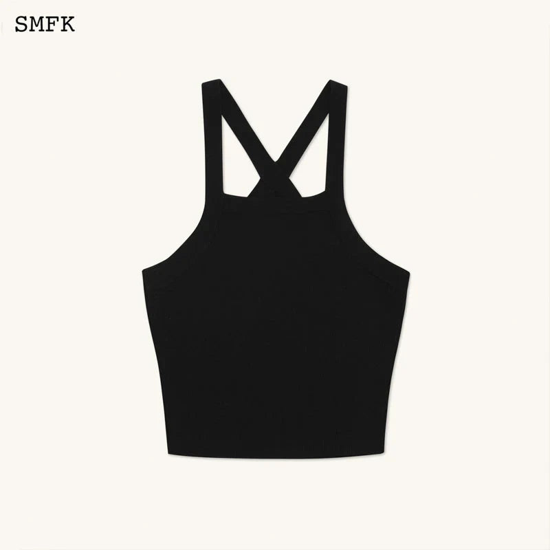 TEMPLE CHINESE BANDEAU SPORTY TOP BLACK