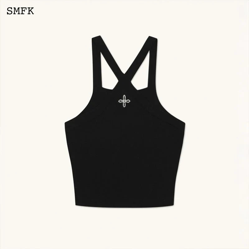 TEMPLE CHINESE BANDEAU SPORTY TOP BLACK