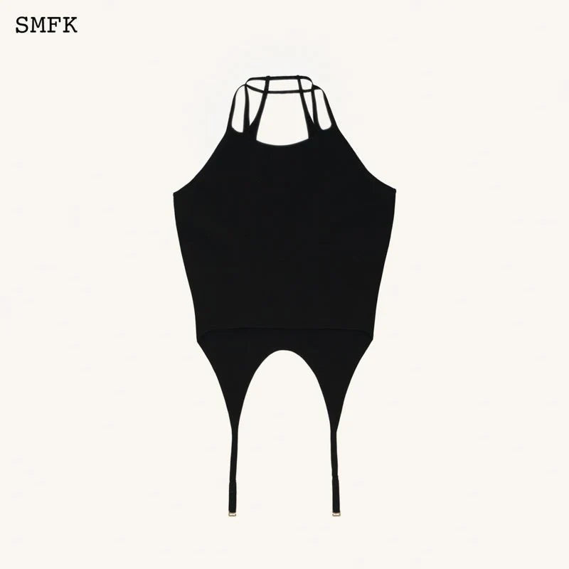 TEMPLE CHINESE CRESCENT SPORTS VEST TOP BLACK