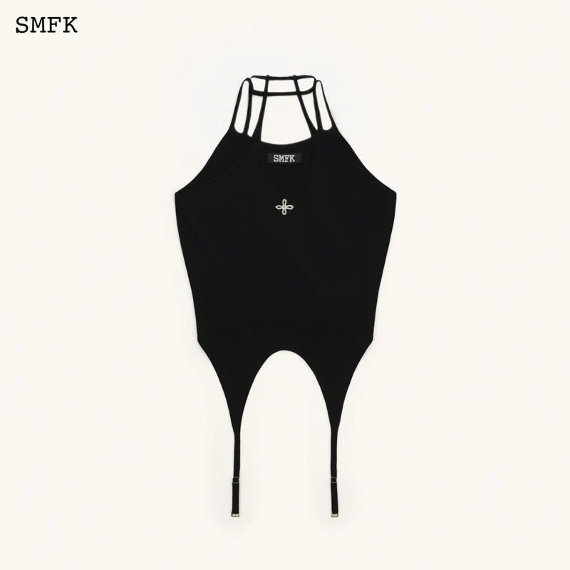 TEMPLE CHINESE CRESCENT SPORTS VEST TOP BLACK