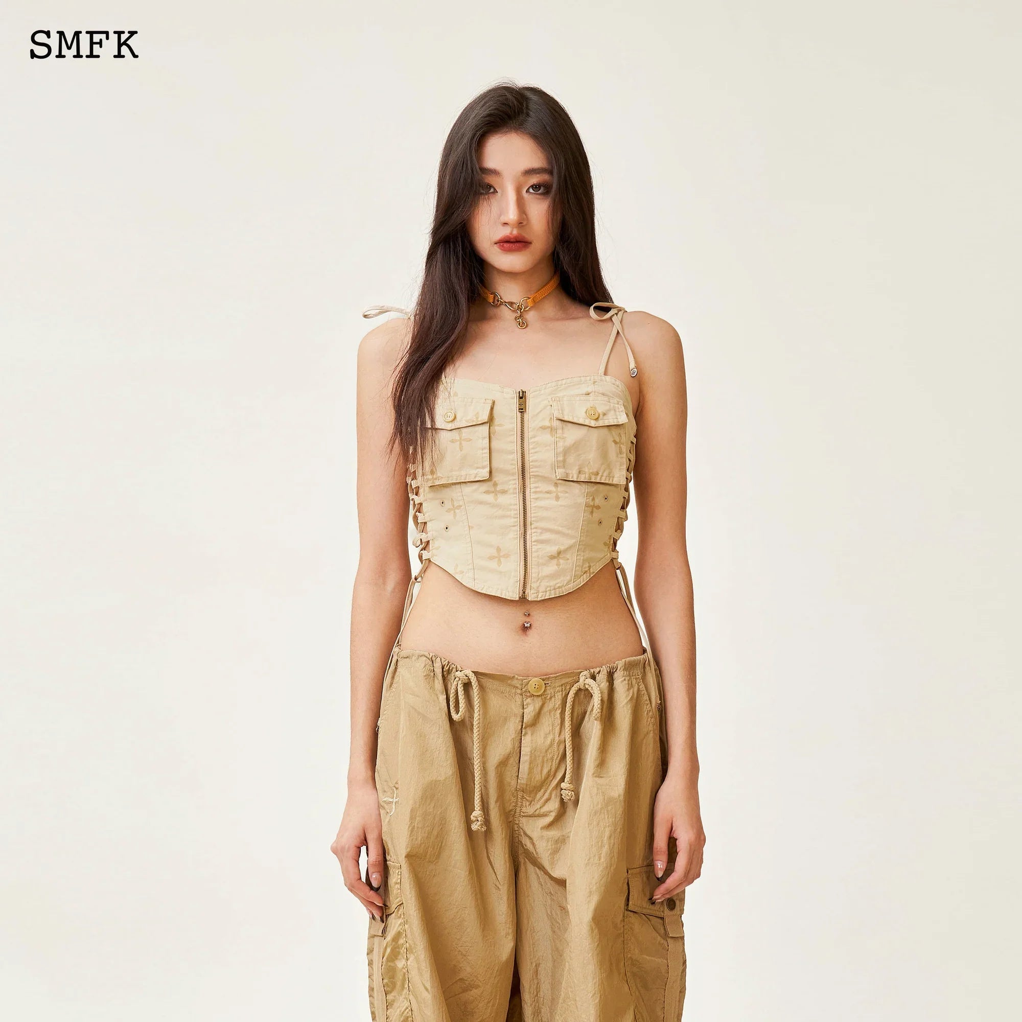 TEMPLE GARDEN PARATROOPER CROPPED TOP IN NUDE