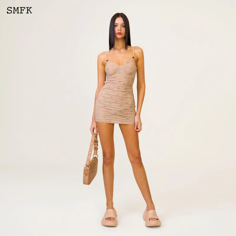 TEMPLE GARDEN SLING DRESS NUDE