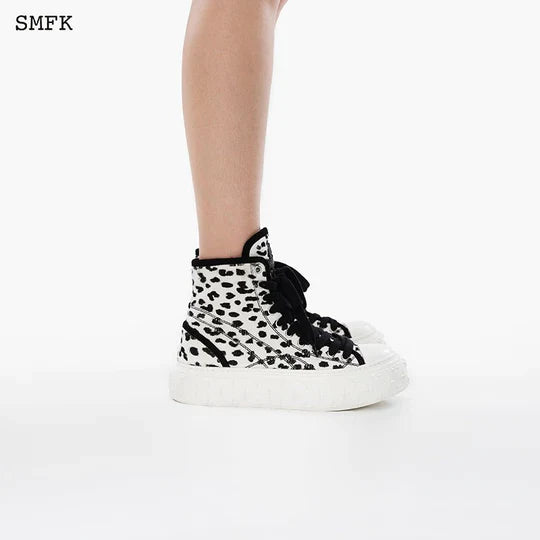 WHITE LEOPARD HIGH TOP SKATE SHOE