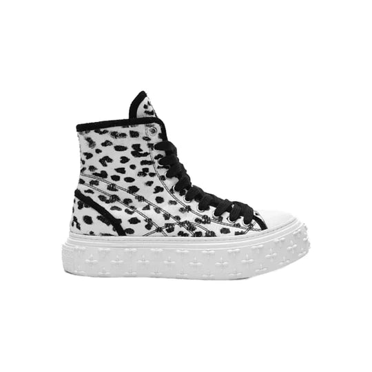 WHITE LEOPARD HIGH TOP SKATE SHOE