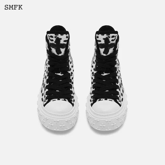 WHITE LEOPARD HIGH TOP SKATE SHOE