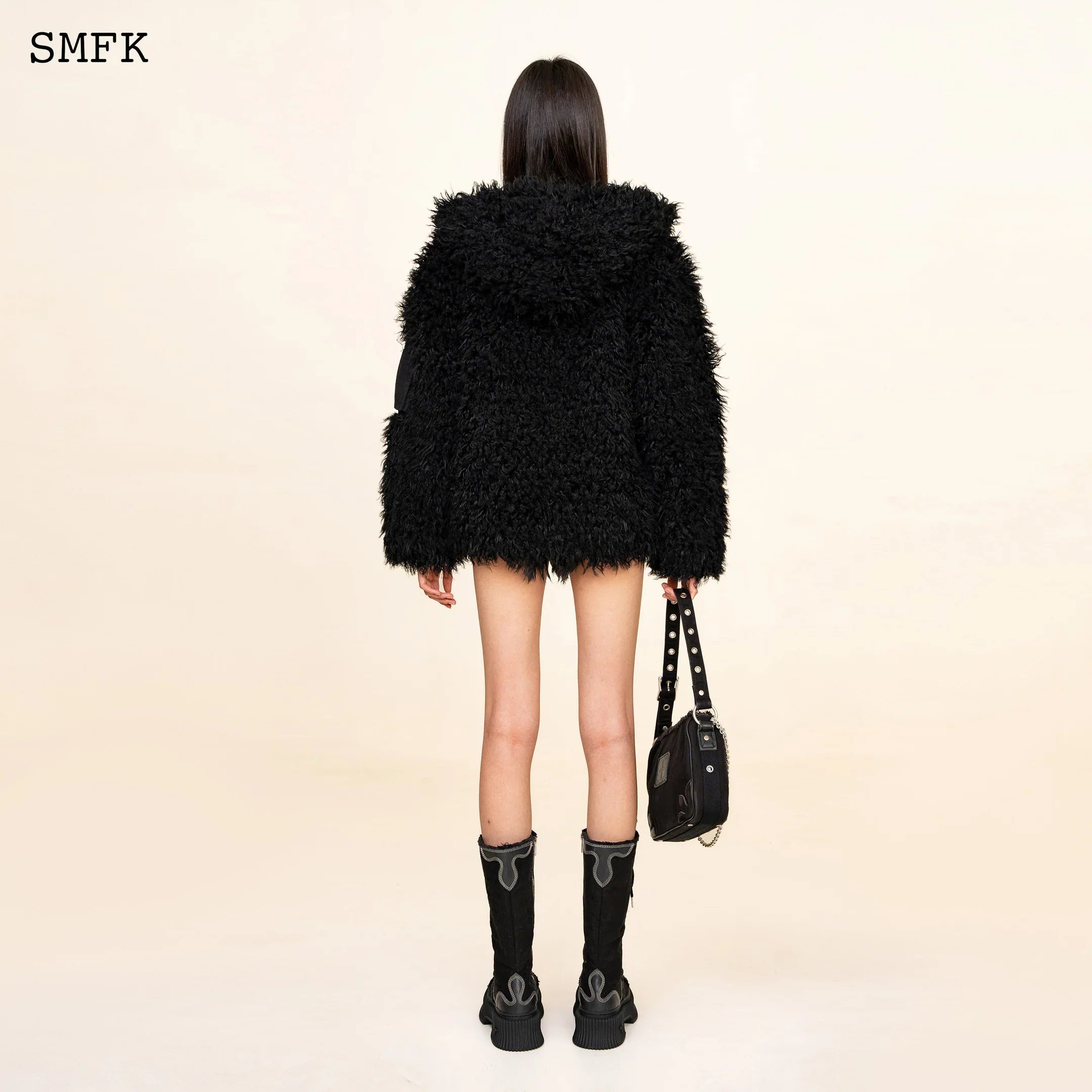 WILDWORLD ADVENTURE OUTDOOR FAUX FUR HOODIE IN BLACK CF002B1