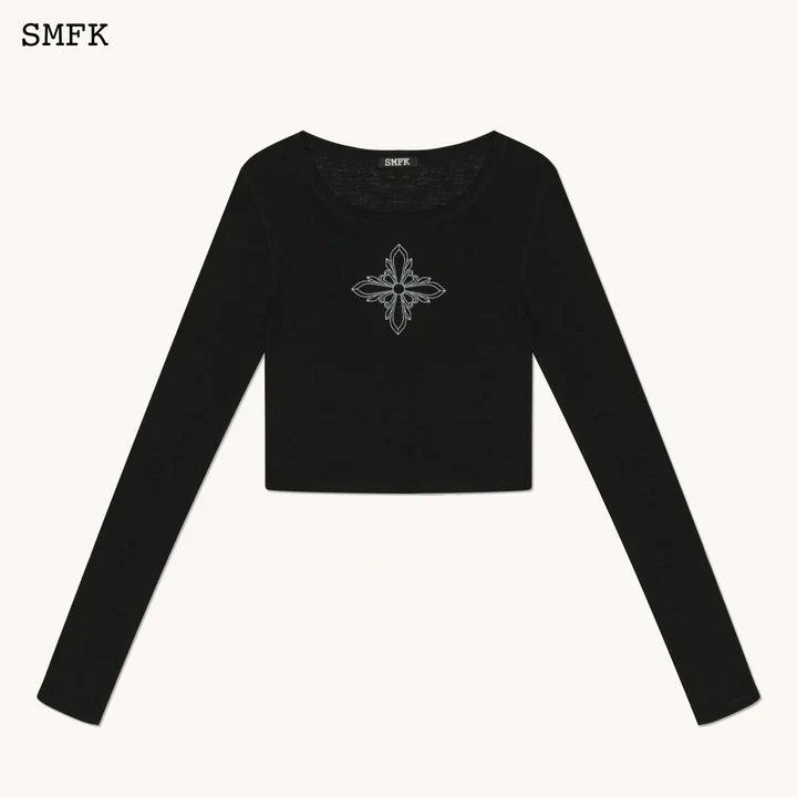 SMFK WILDWORLD BLACK DANCER WOOLEN TOP ULS13B