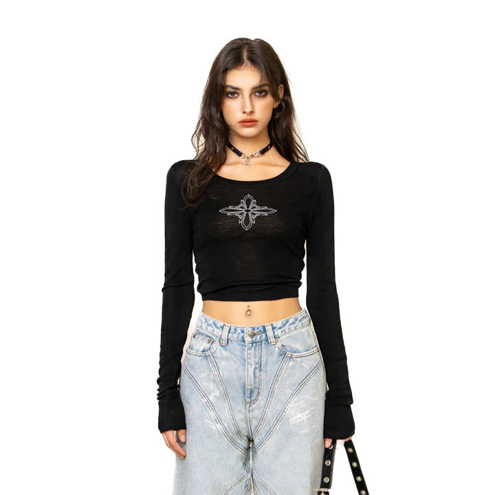 SMFK WILDWORLD BLACK DANCER WOOLEN TOP ULS13B