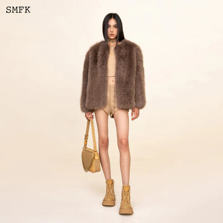 SMFK WILDWORLD CLASSIC FAUX FUR JACKET IN PURPLE CF005GY