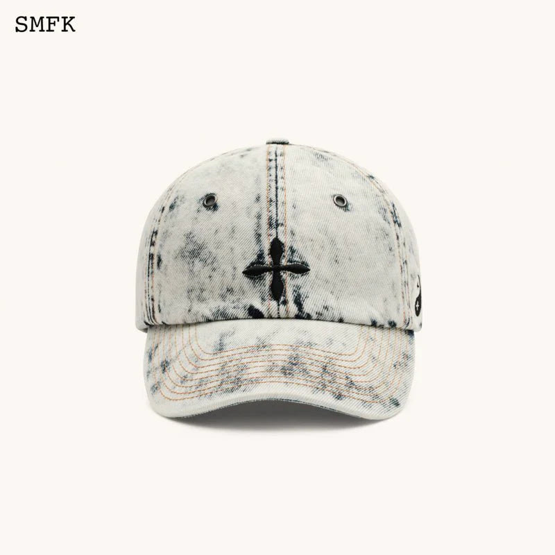 SMFK WILDWORLD CROSS DENIM CREAM BASEBALL CAP H0003CW