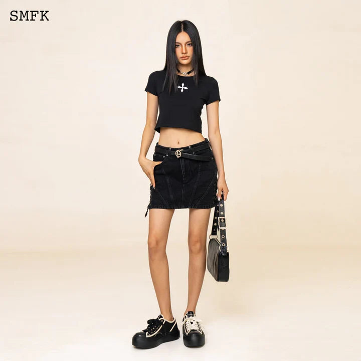 WILDWORLD ROCK HIGH-WAIST DENIM SKIRT DS002B2