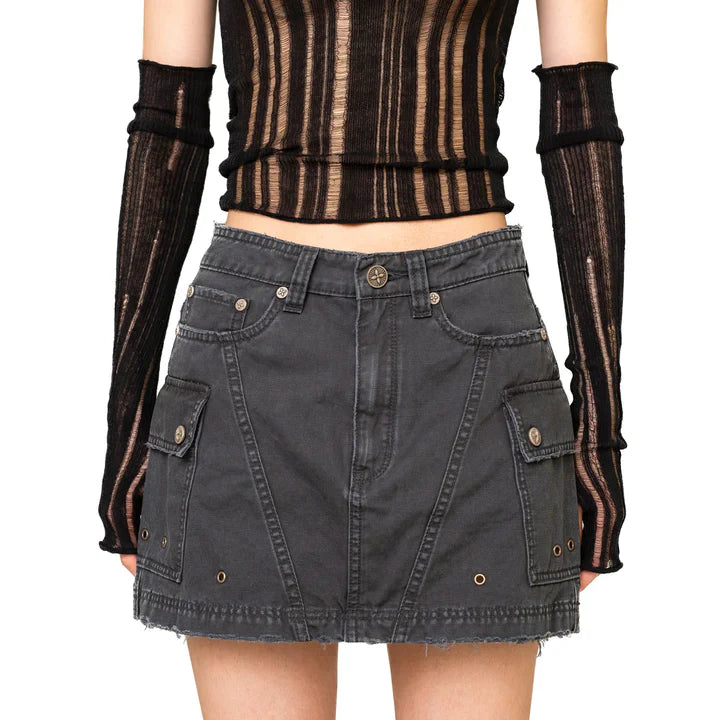 WILDWORLD STRAY GREY WORKWEAR STYLE SKIRT DS003GY